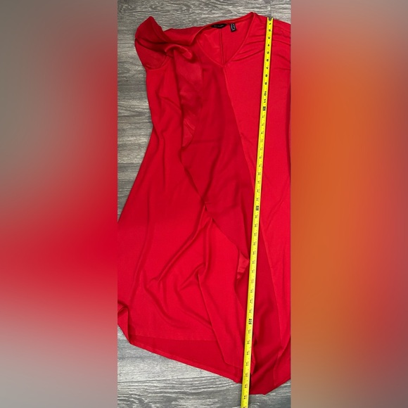 NWOT, H by Halston Red VNeck Assymetrical Hemline Midi Dress Women’s Size XS - Picture 13 of 14